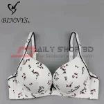 Korean Style Flower Decorated Unassisted Push Up Padded Cotton Bra