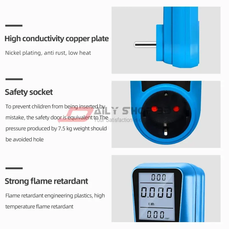 Digital Electricity Cost + Consumption + Voltage + Usage Time Meter | AC Power Two Pin Socket Analyzer - Image 4