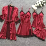 Night Silk Robe Dress 5 Pieces Set 2022