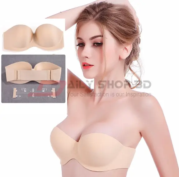 Mascarry Strapless Sticky Bra Backless Bra Invisible Silicone Bras Push up  Bra for Women, Beige